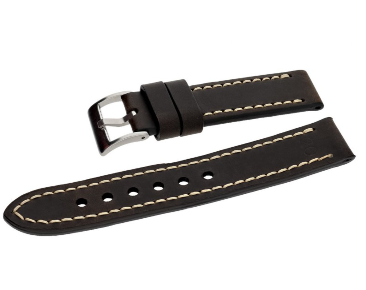 Ręcznie wykonany skórzany pasek Tekla 20 mm w brązowym kolorze